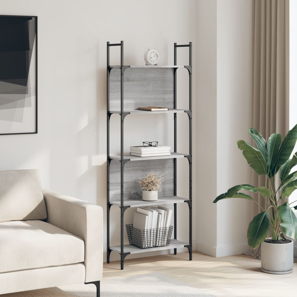 Βιβλιοθήκη 5 Επιπέδων Γκρι Sonoma 60,5x24x166,5 εκ. Επεξ. Ξύλο