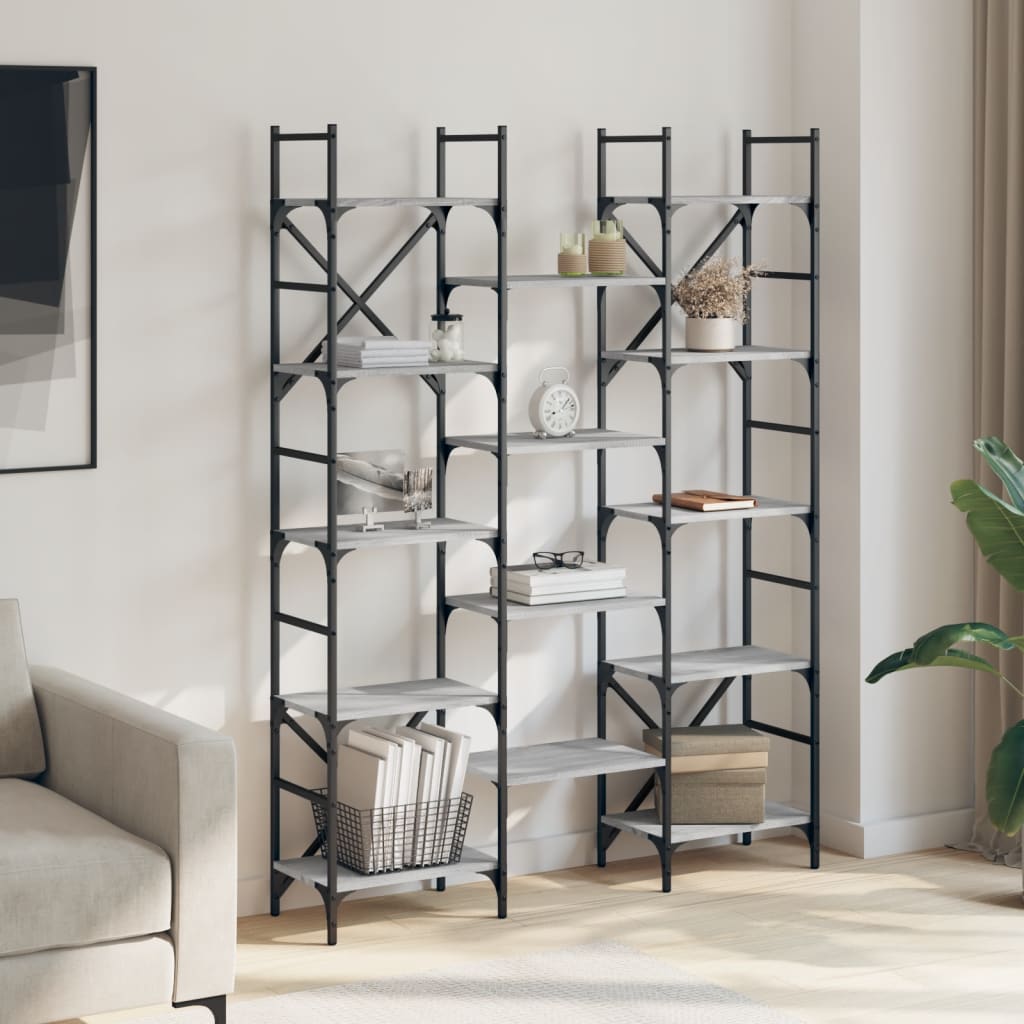 Βιβλιοθήκη Γκρι Sonoma 127,5x28,5x172,5 εκ. Επεξεργασμένο Ξύλο