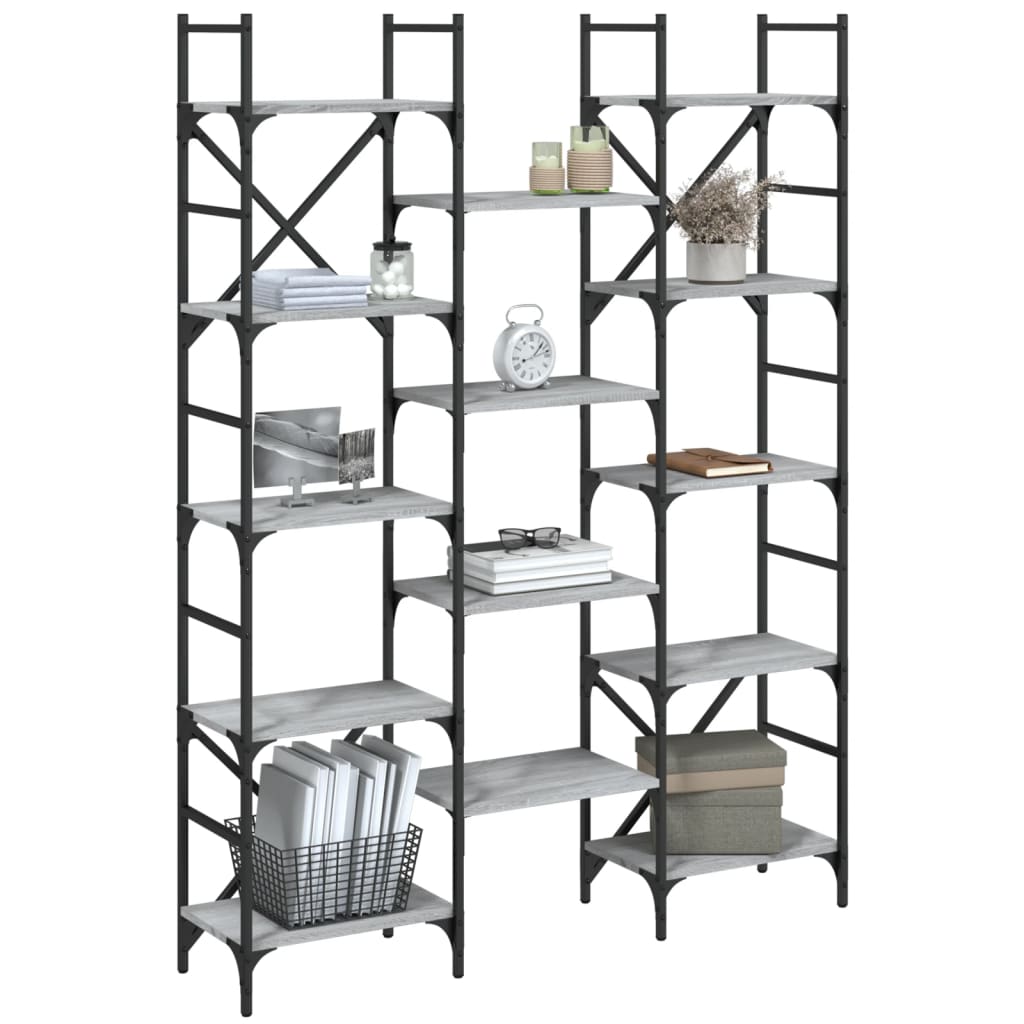 Βιβλιοθήκη Γκρι Sonoma 127,5x28,5x172,5 εκ. Επεξεργασμένο Ξύλο