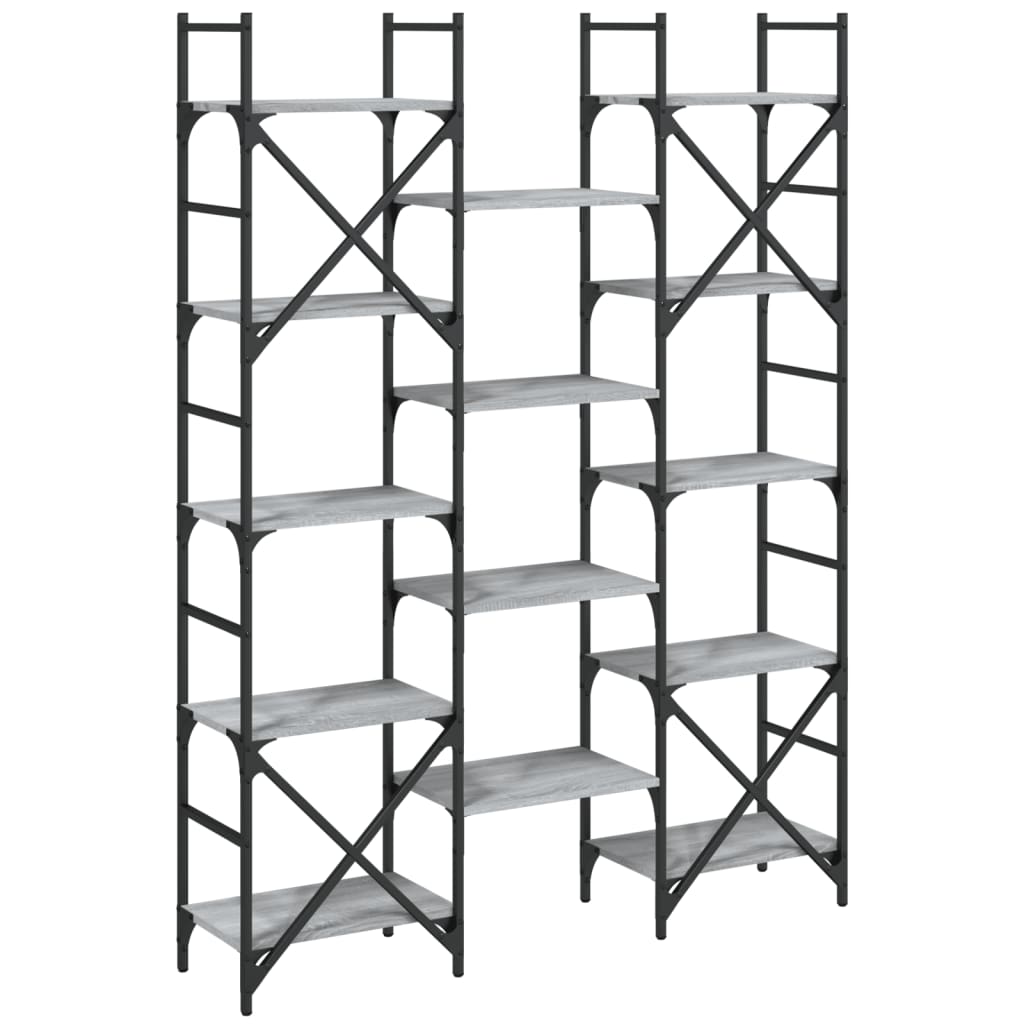 Βιβλιοθήκη Γκρι Sonoma 127,5x28,5x172,5 εκ. Επεξεργασμένο Ξύλο