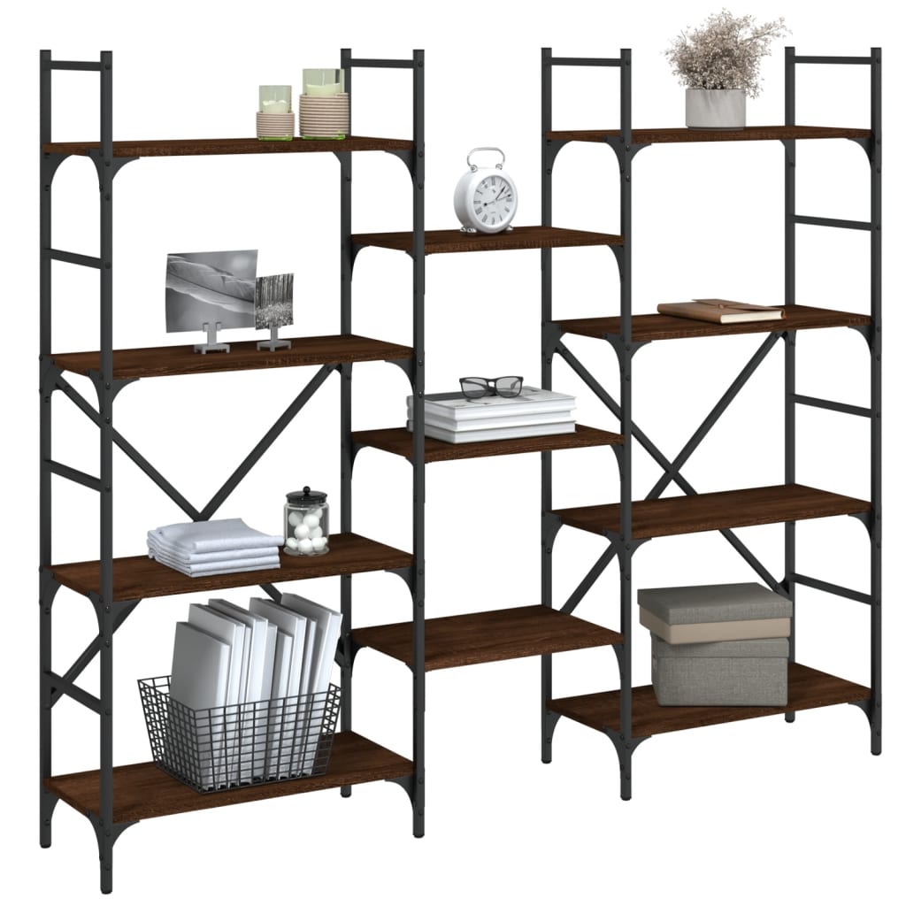 Βιβλιοθήκη Καφέ Δρυς 160x28,5x136,5 εκ. Επεξεργασμένο Ξύλο - Pakobazaar