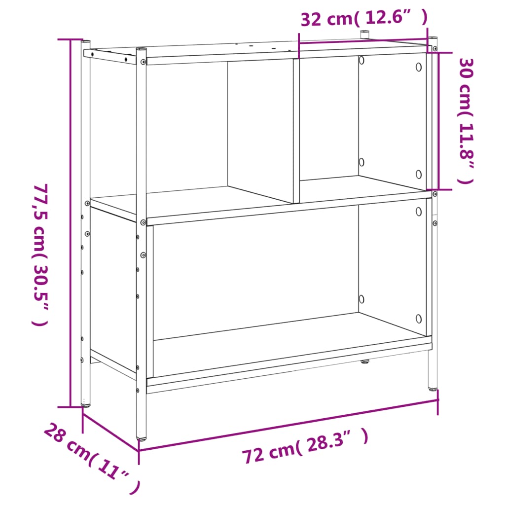 Βιβλιοθήκη Γκρι Sonoma 72 x 28 x 77,5εκ. από Επεξεργασμένο Ξύλο