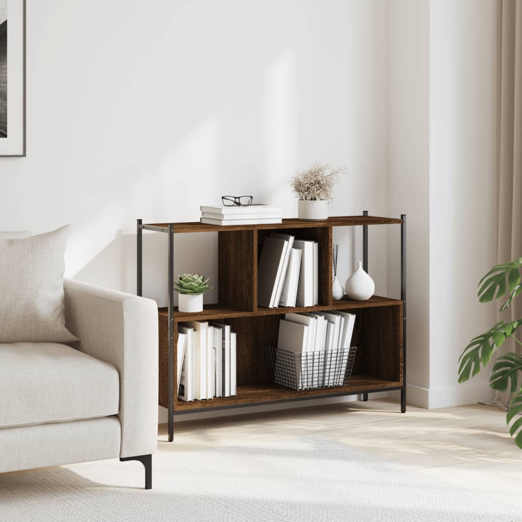 Βιβλιοθήκη Καφέ Δρυς 102x28x77,5 εκ. από Επεξεργασμένο Ξύλο - Pakobazaar