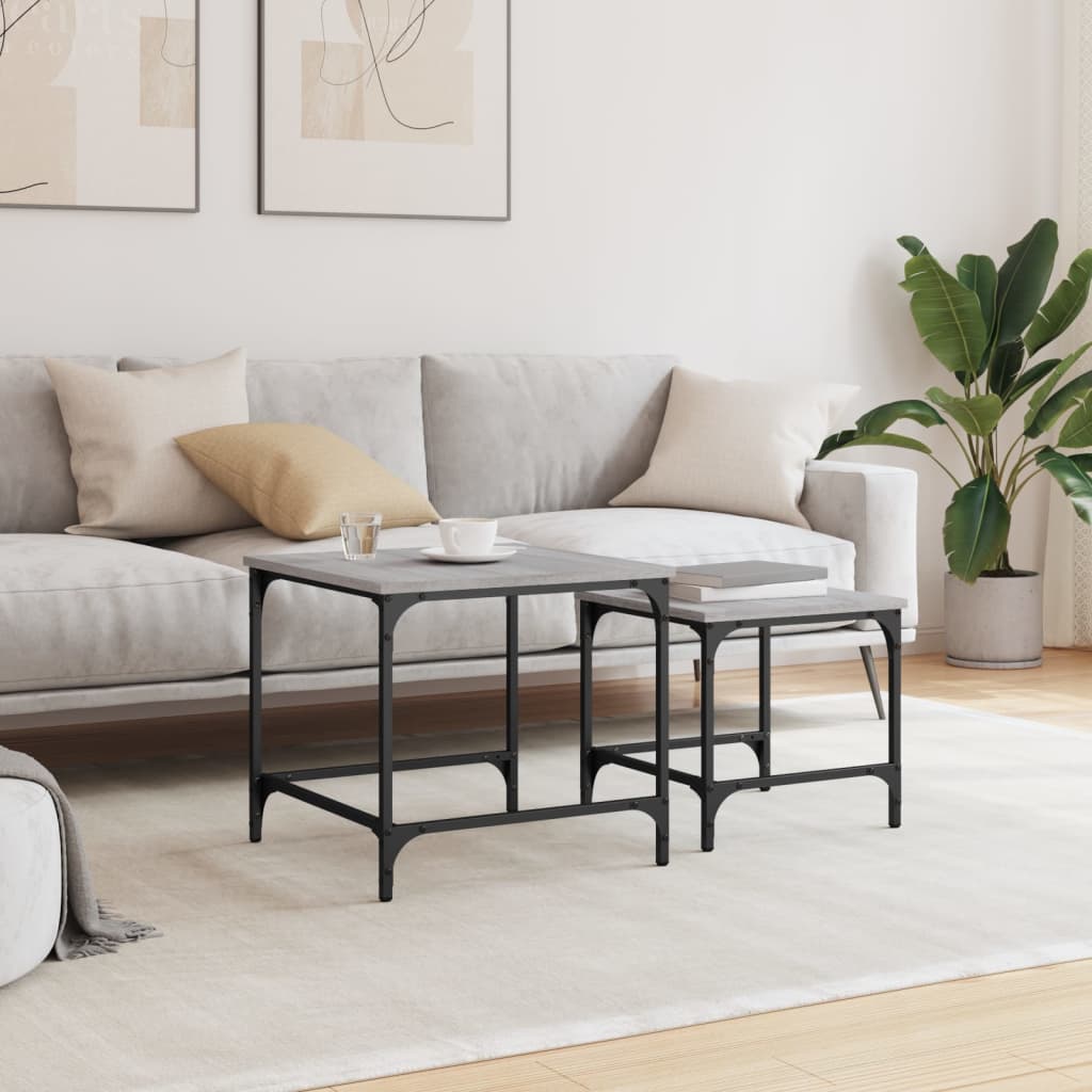 Τραπεζάκια Ζιγκόν 2 τεμ. Γκρι Sonoma από Επεξεργασμένο Ξύλο