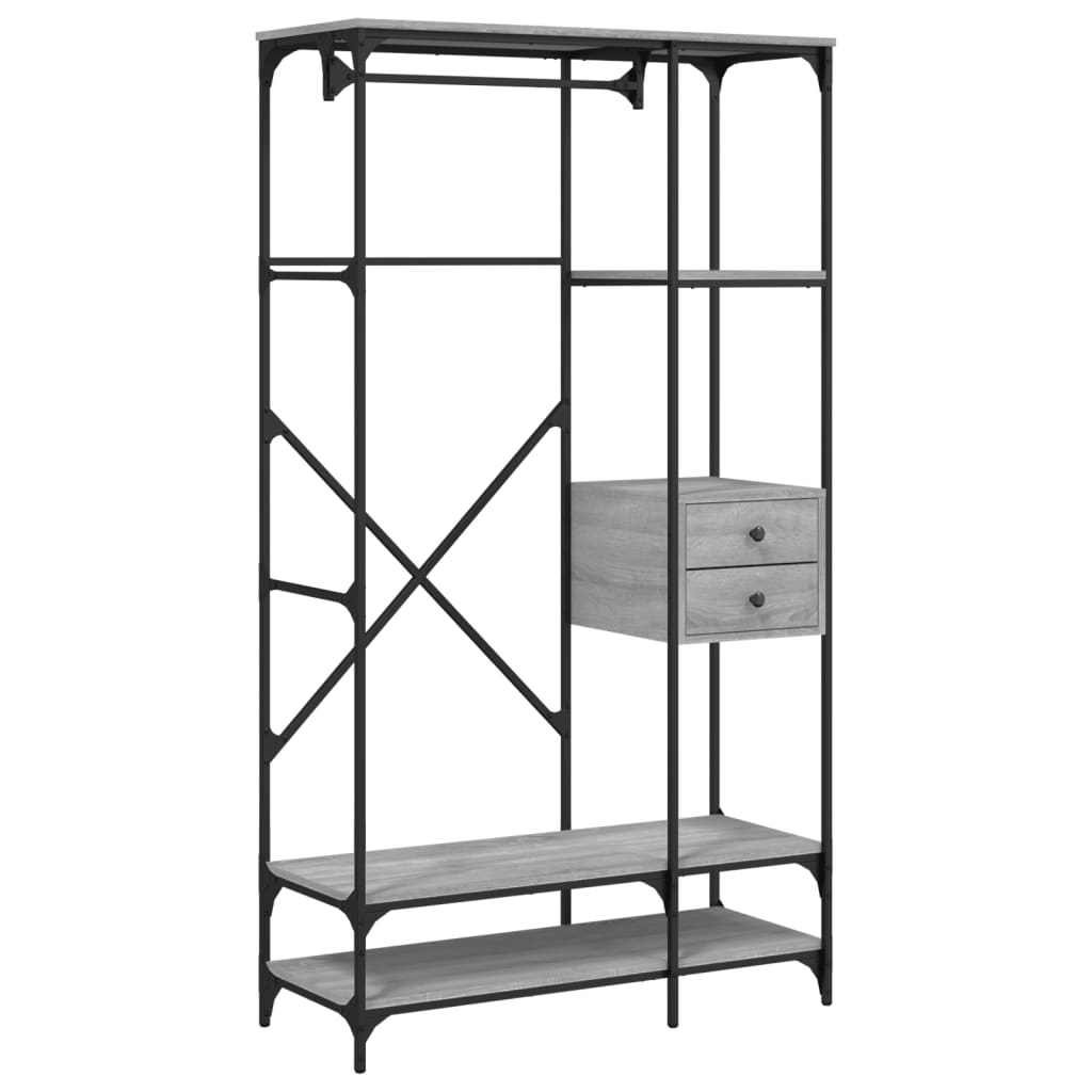 Ντουλάπα με Συρτάρια Γκρι Sonoma 100x40x180 εκ. Επεξεργ. Ξύλο