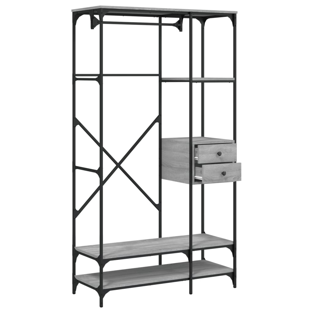 Ντουλάπα με Συρτάρια Γκρι Sonoma 100x40x180 εκ. Επεξεργ. Ξύλο
