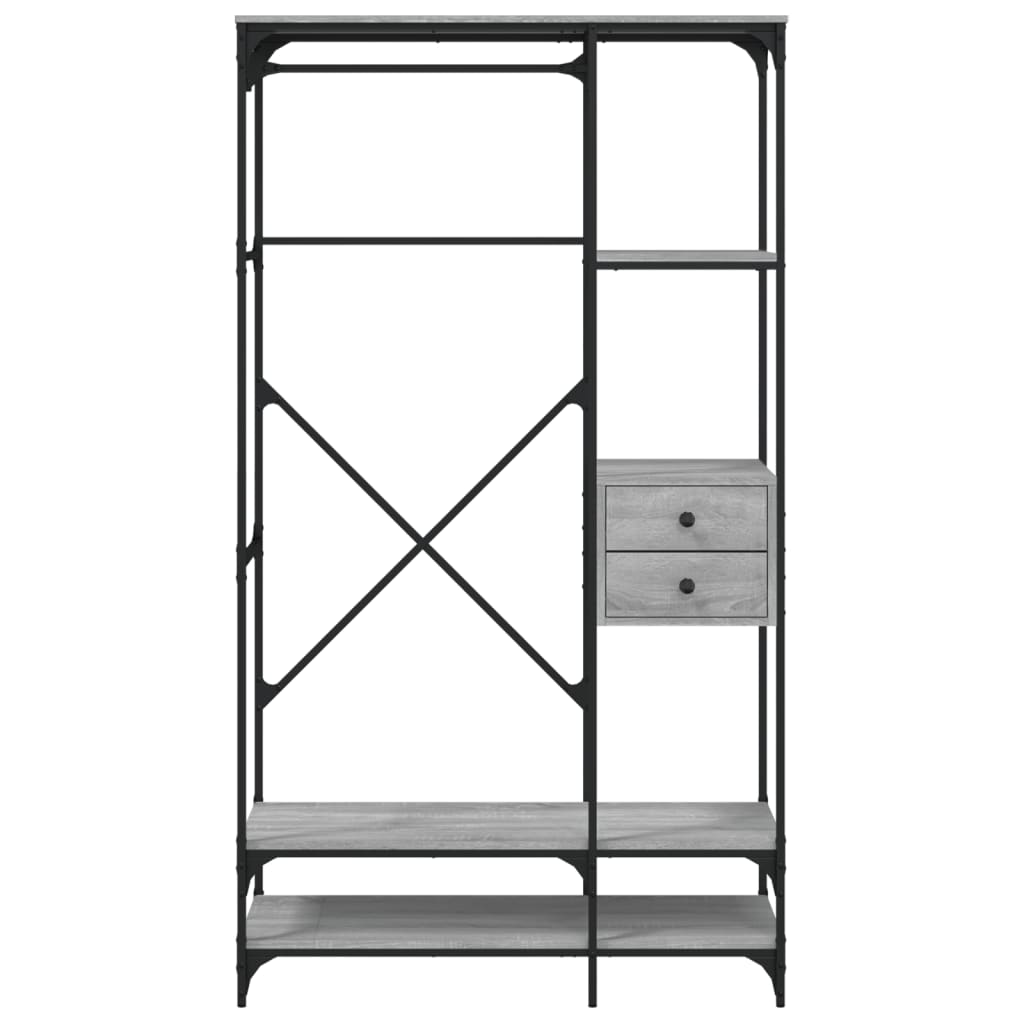 Ντουλάπα με Συρτάρια Γκρι Sonoma 100x40x180 εκ. Επεξεργ. Ξύλο
