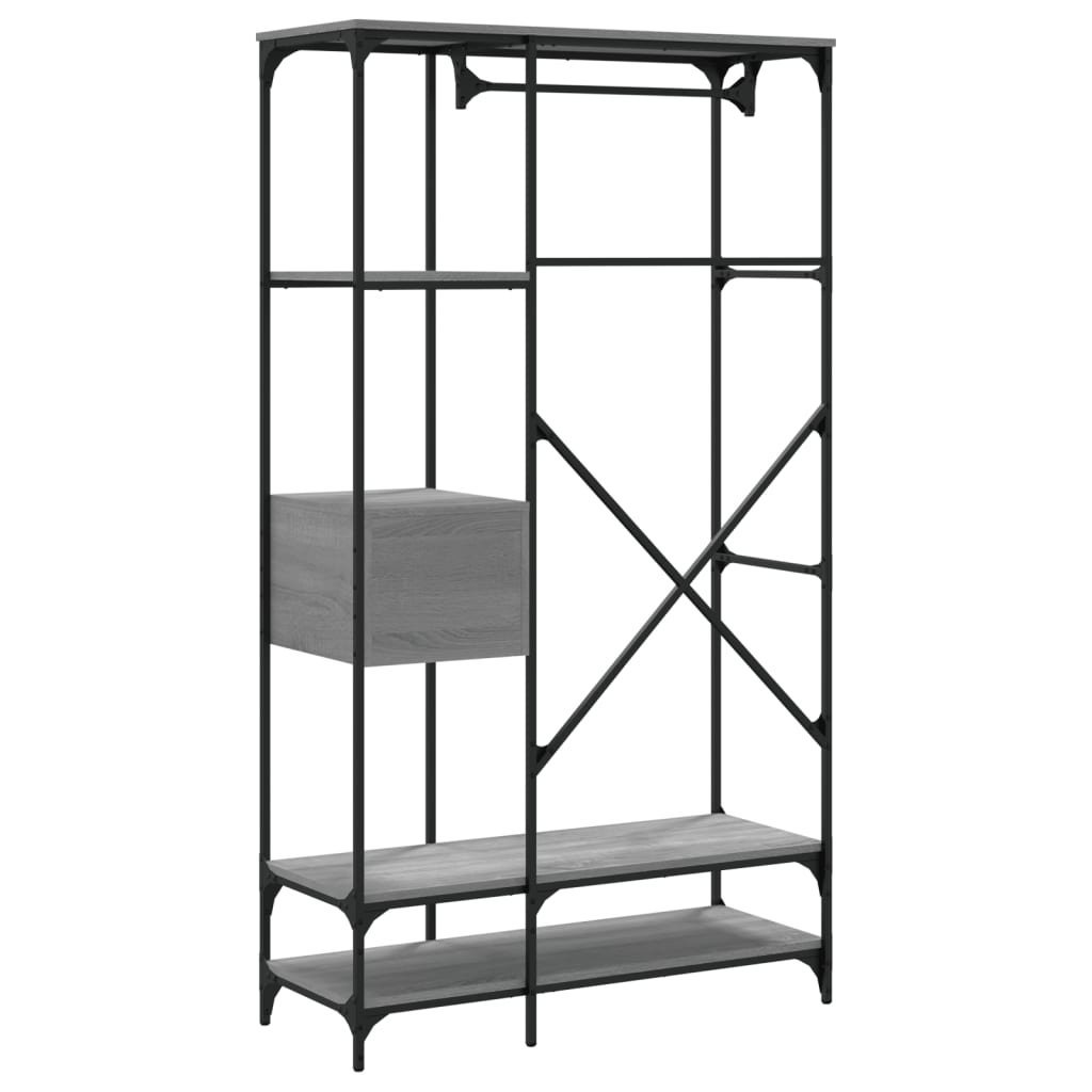 Ντουλάπα με Συρτάρια Γκρι Sonoma 100x40x180 εκ. Επεξεργ. Ξύλο