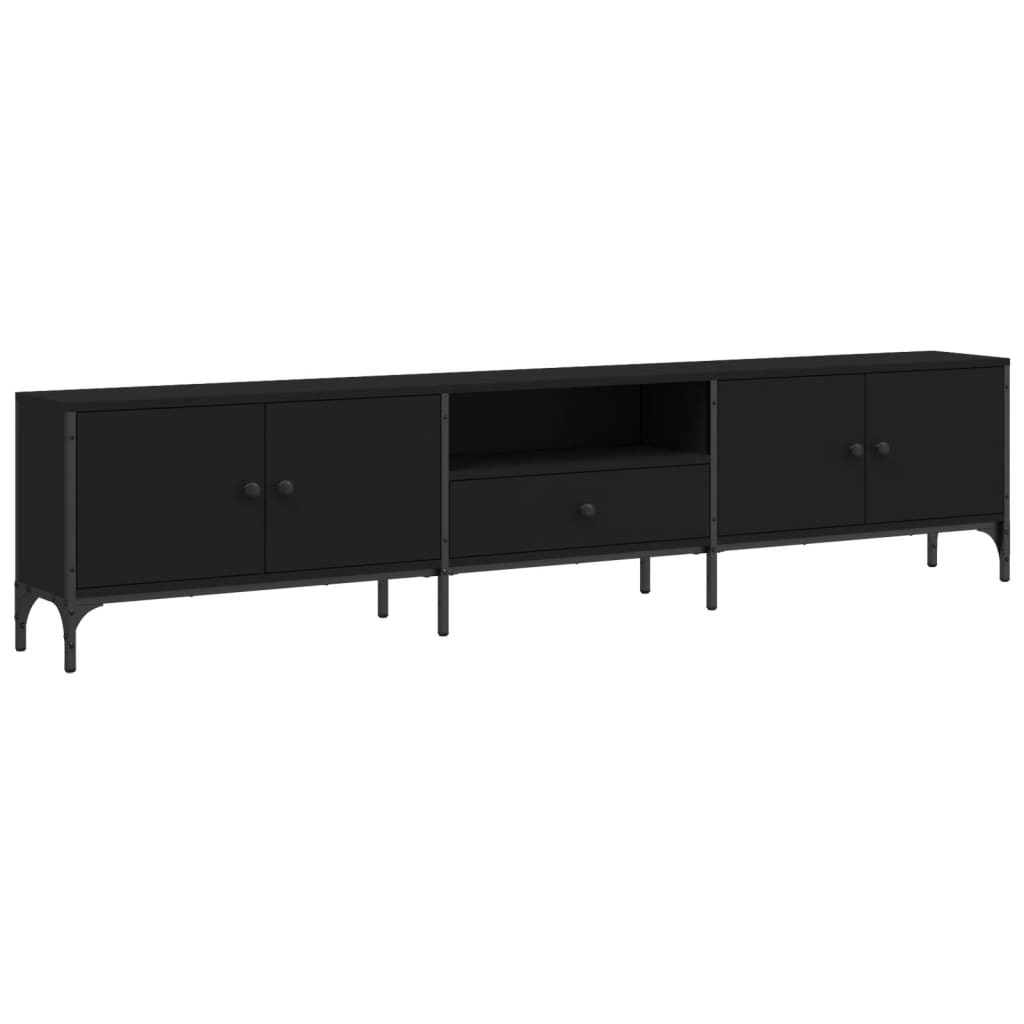Έπιπλο Τηλεόρασης με Συρτάρι Μαύρο 200x25x44 εκ. Επεξ. Ξύλο - Pakobazaar