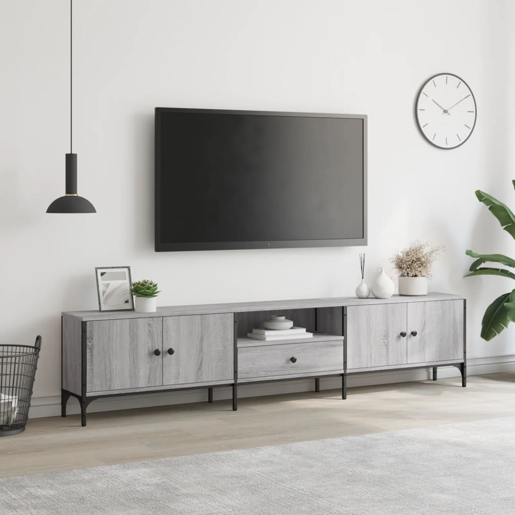 Έπιπλο Τηλεόρασης με Συρτάρι Γκρι Sonoma 200x25x44εκ Επεξ. Ξύλο