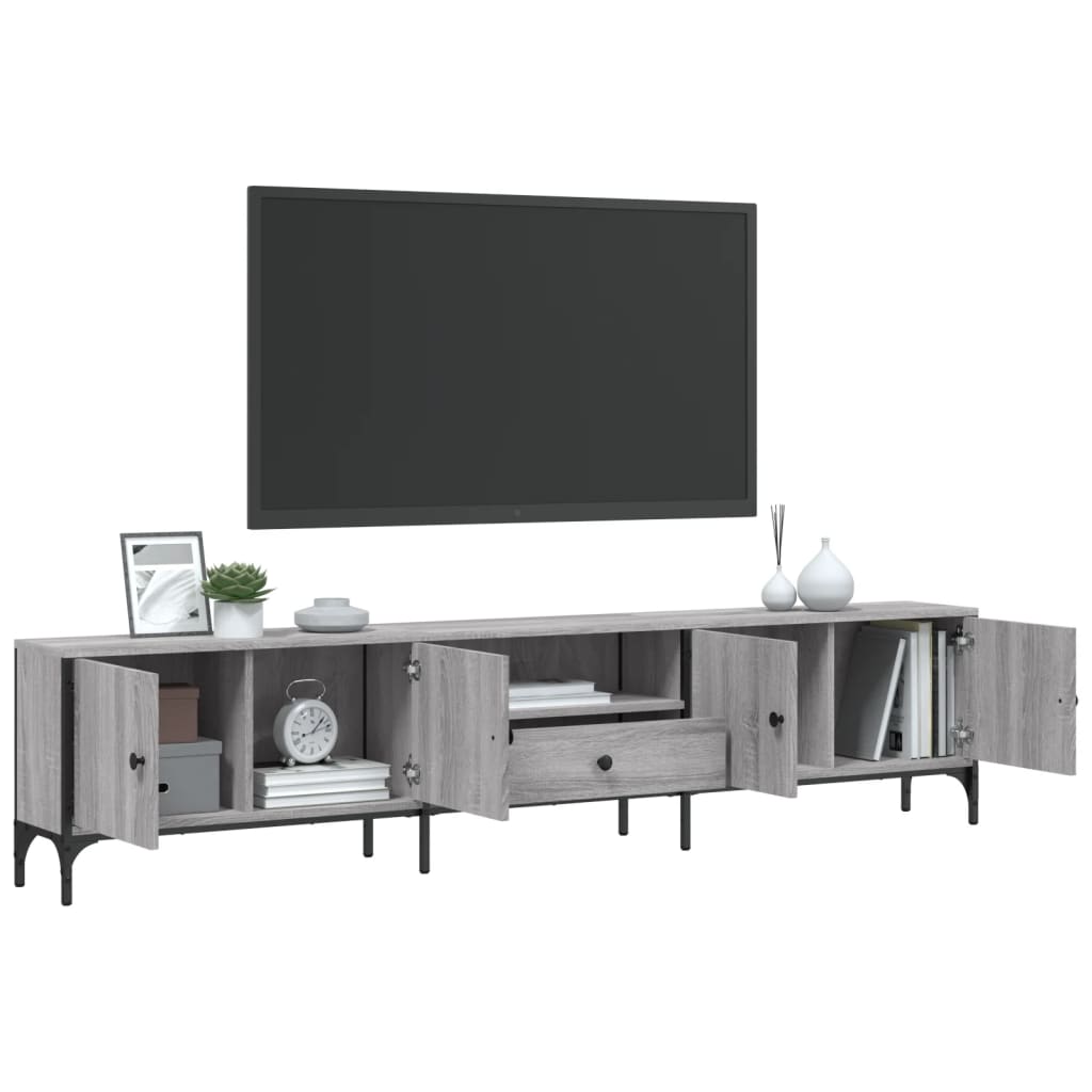 Έπιπλο Τηλεόρασης με Συρτάρι Γκρι Sonoma 200x25x44εκ Επεξ. Ξύλο