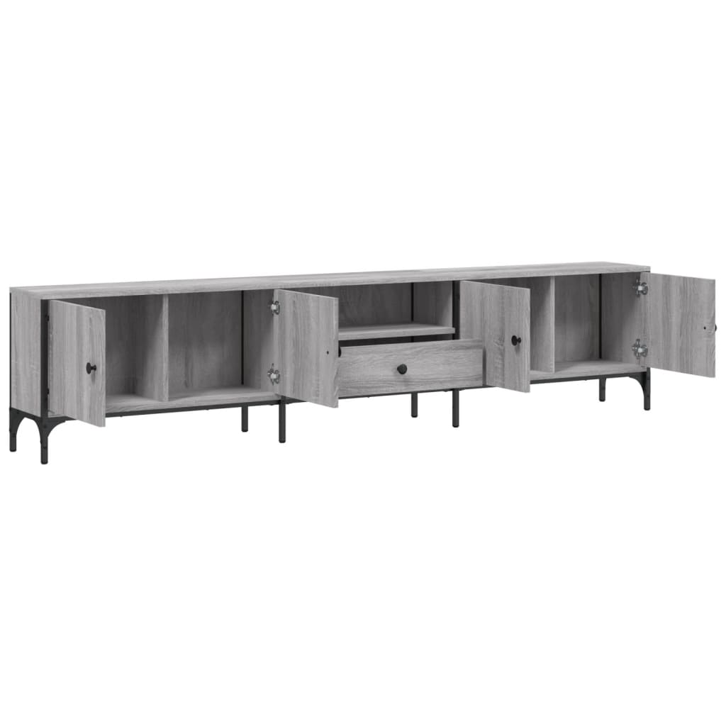 Έπιπλο Τηλεόρασης με Συρτάρι Γκρι Sonoma 200x25x44εκ Επεξ. Ξύλο