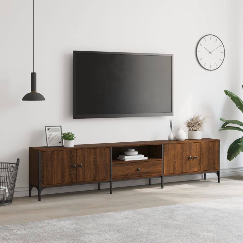 Έπιπλο Τηλεόρασης με Συρτάρι Καφέ Δρυς 200x25x44 εκ Επεξ. Ξύλο - Pakobazaar