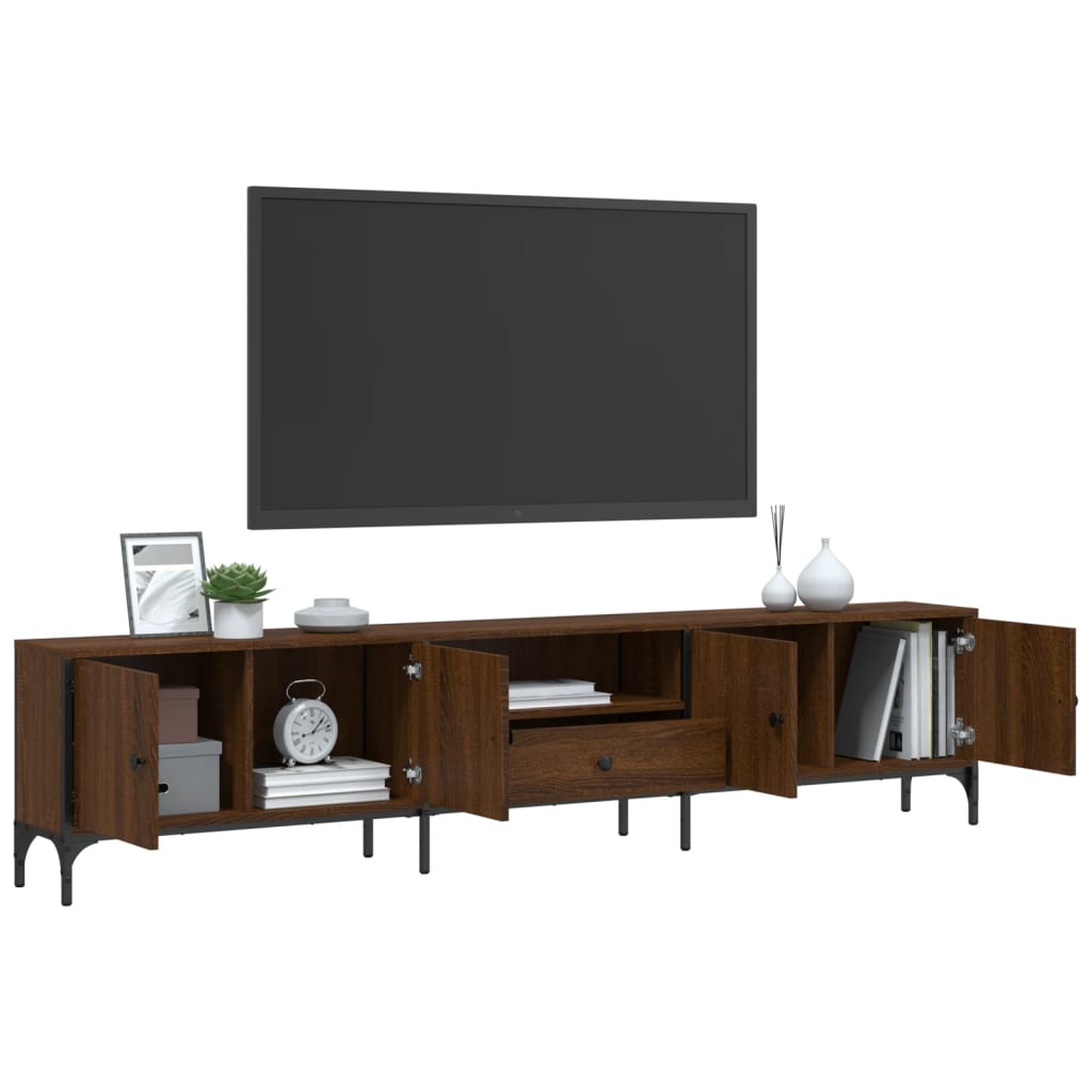 Έπιπλο Τηλεόρασης με Συρτάρι Καφέ Δρυς 200x25x44 εκ Επεξ. Ξύλο - Pakobazaar