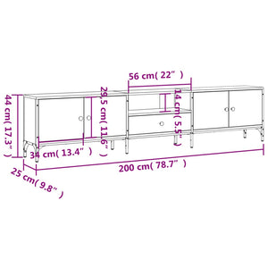 Έπιπλο Τηλεόρασης με Συρτάρι Καφέ Δρυς 200x25x44 εκ Επεξ. Ξύλο - Pakobazaar