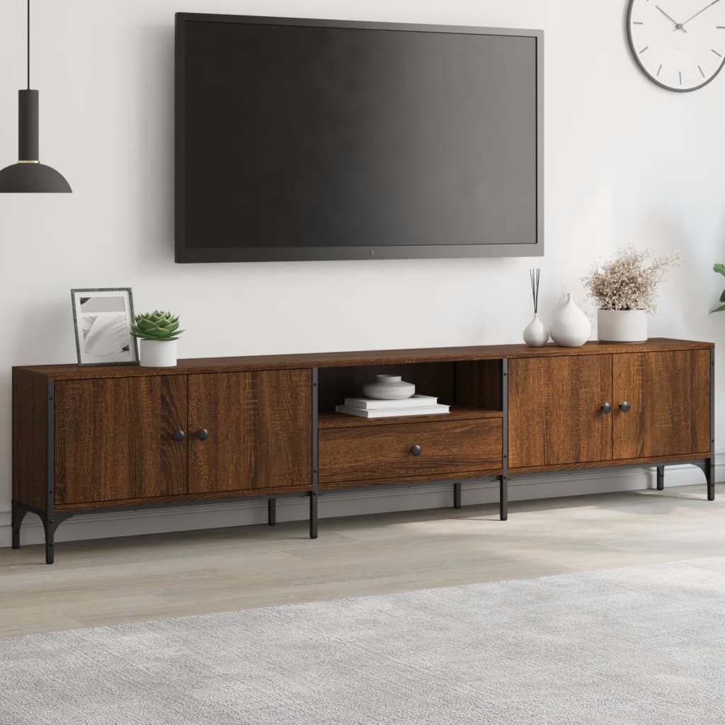 Έπιπλο Τηλεόρασης με Συρτάρι Καφέ Δρυς 200x25x44 εκ Επεξ. Ξύλο - Pakobazaar
