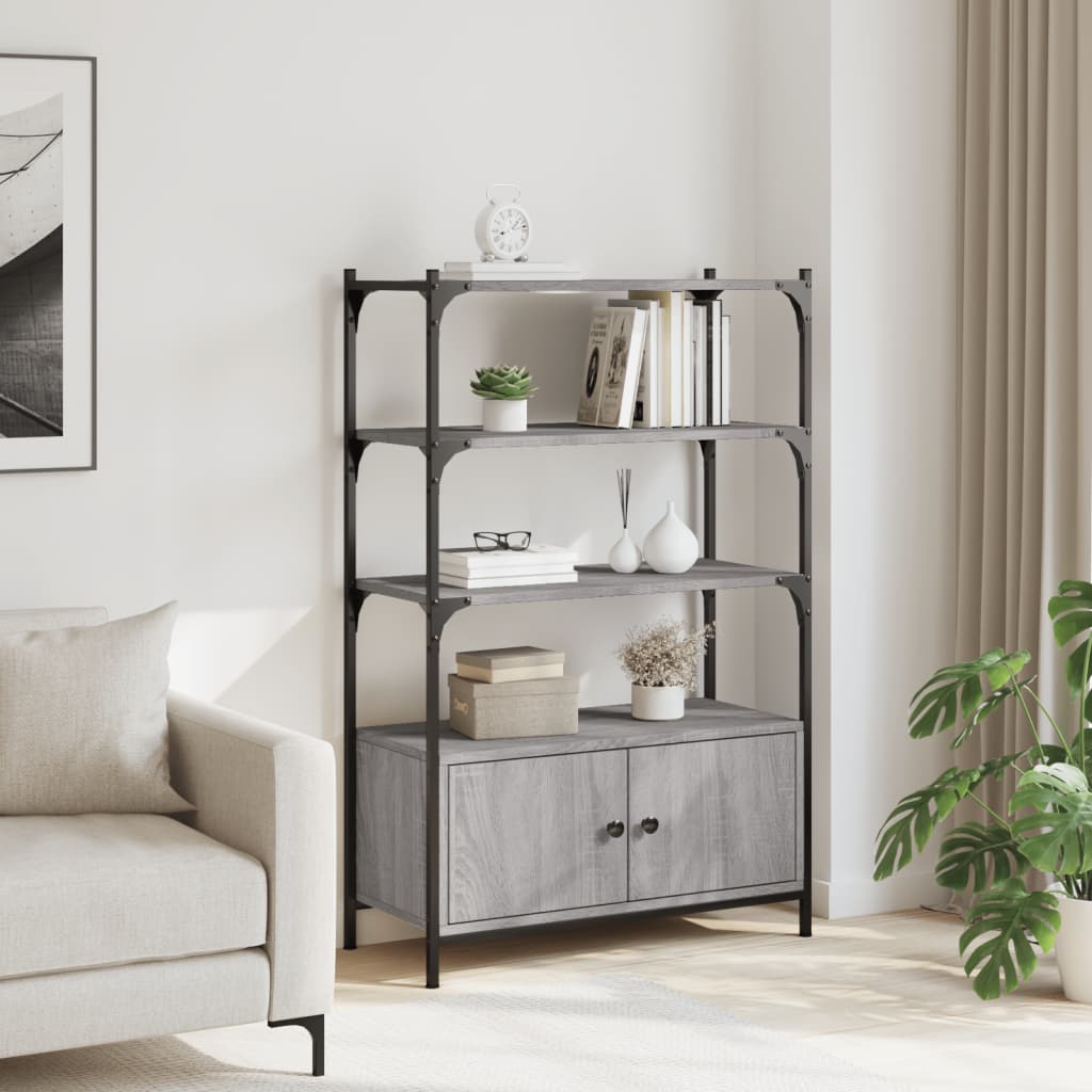 Βιβλιοθήκη 3 Επιπέδων Γκρι Sonoma 70x30x109,5 εκ. Επεξεργ. Ξύλο