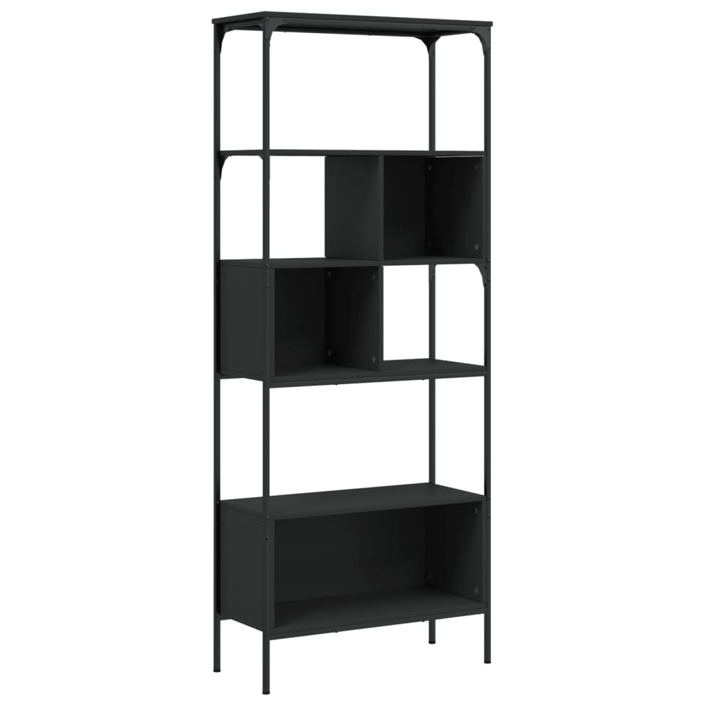 Βιβλιοθήκη 5 Επιπέδων Μαύρη 76 x 33 x 188,5 εκ. Επεξεργ. Ξύλο