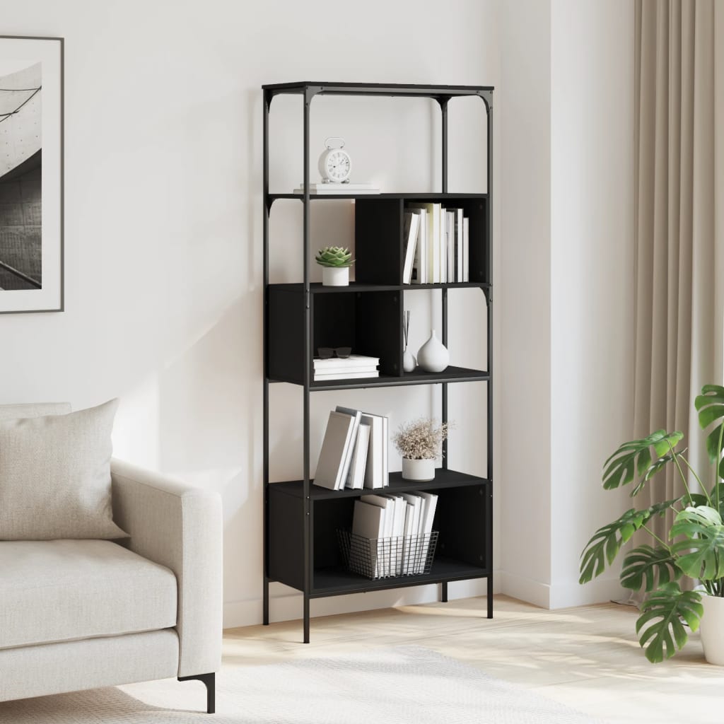 Βιβλιοθήκη 5 Επιπέδων Μαύρη 76 x 33 x 188,5 εκ. Επεξεργ. Ξύλο