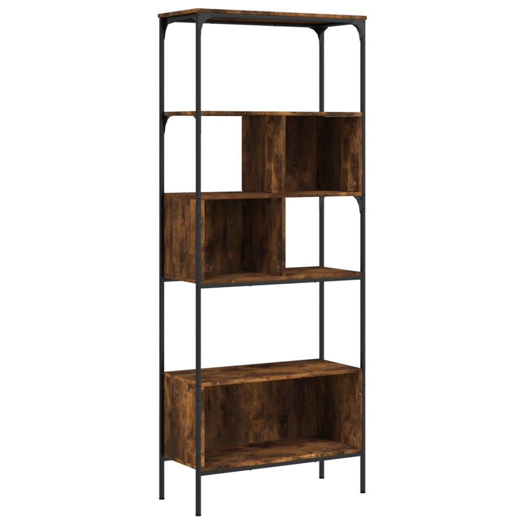 Βιβλιοθήκη 5 Επιπέδων Καπνιστή Δρυς 76x33x188,5 εκ. Επεξ. Ξύλο