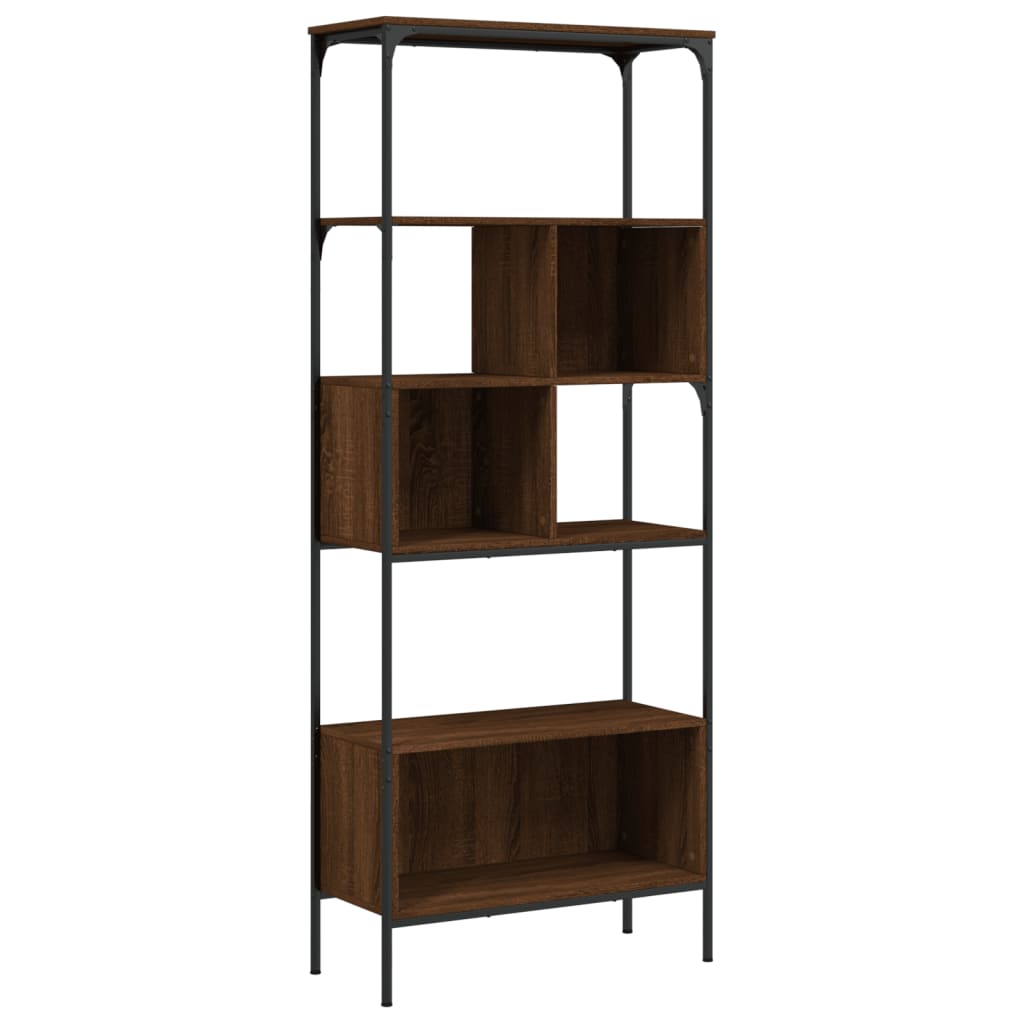 Βιβλιοθήκη 5 Επιπέδων Καφέ Δρυς 76x33x188,5 εκ. Επεξεργ. Ξύλο