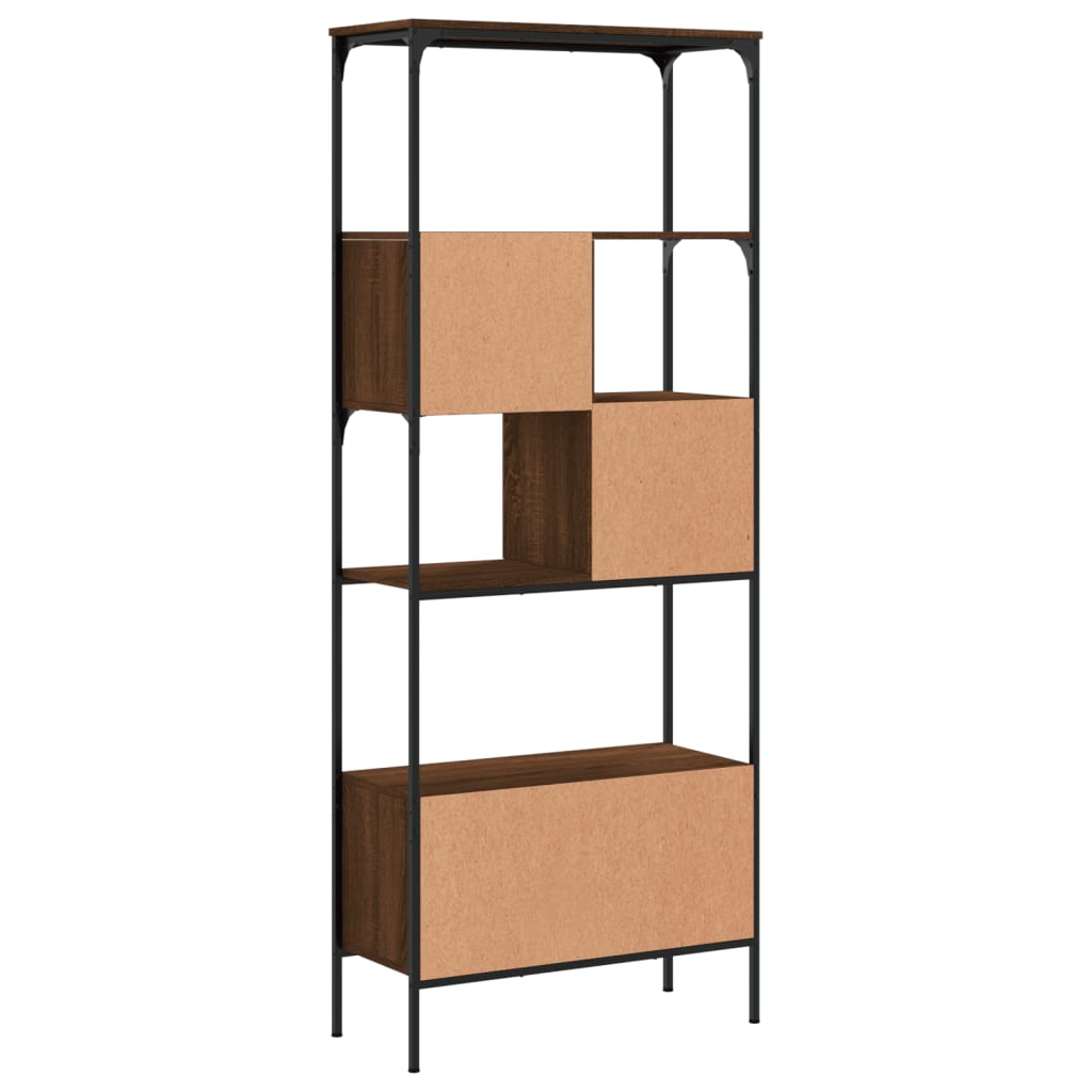 Βιβλιοθήκη 5 Επιπέδων Καφέ Δρυς 76x33x188,5 εκ. Επεξεργ. Ξύλο