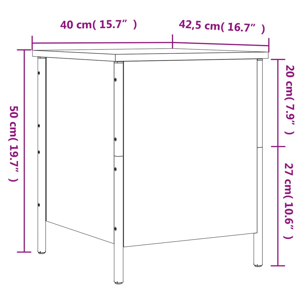 Παγκάκι Αποθήκευσης Γκρι Sonoma 40x42,5x50εκ Επεξεργασμένο Ξύλο - Pakobazaar