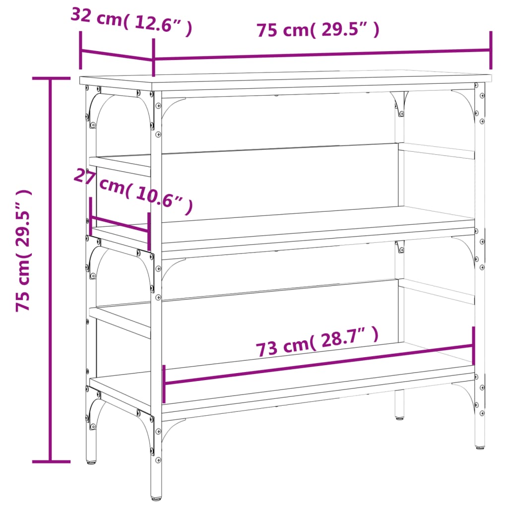 Τραπέζι Κονσόλα Γκρι Sonoma 75x32x75 εκ. Επεξεργασμένο Ξύλο