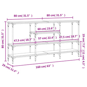 Τραπέζι Κονσόλα Μαύρο 160 x 29 x 80 εκ. Επεξεργασμένο Ξύλο