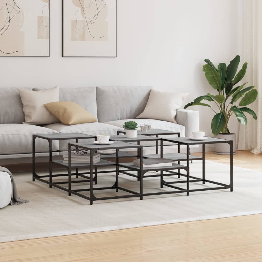 Τραπεζάκι Σαλονιού Γκρι Sonoma 121x121x40 εκ. Επεξεργ. Ξύλο