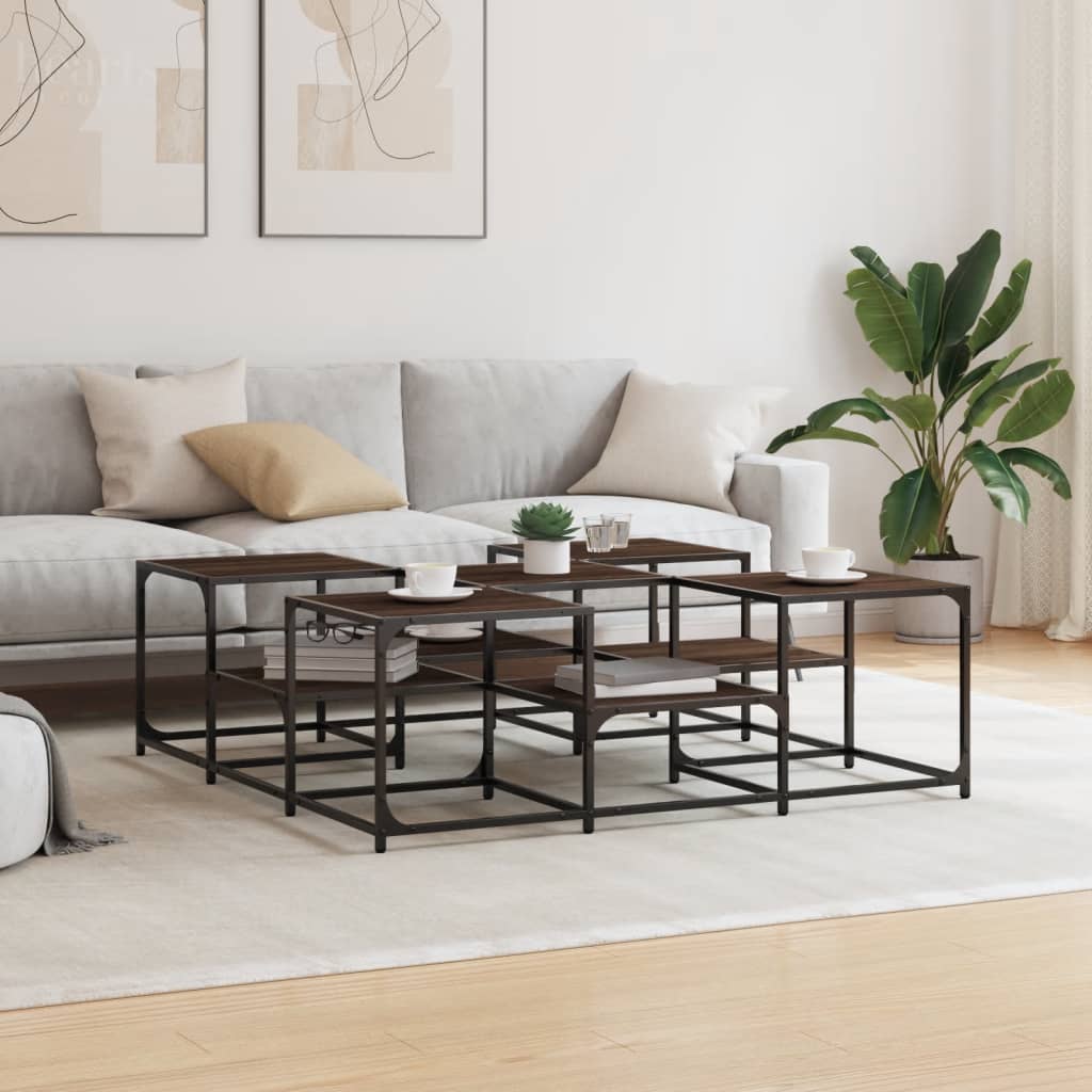 Τραπεζάκι Σαλονιού Καφέ Δρυς 121x121x40 εκ. Επεξεργασμένο Ξύλο