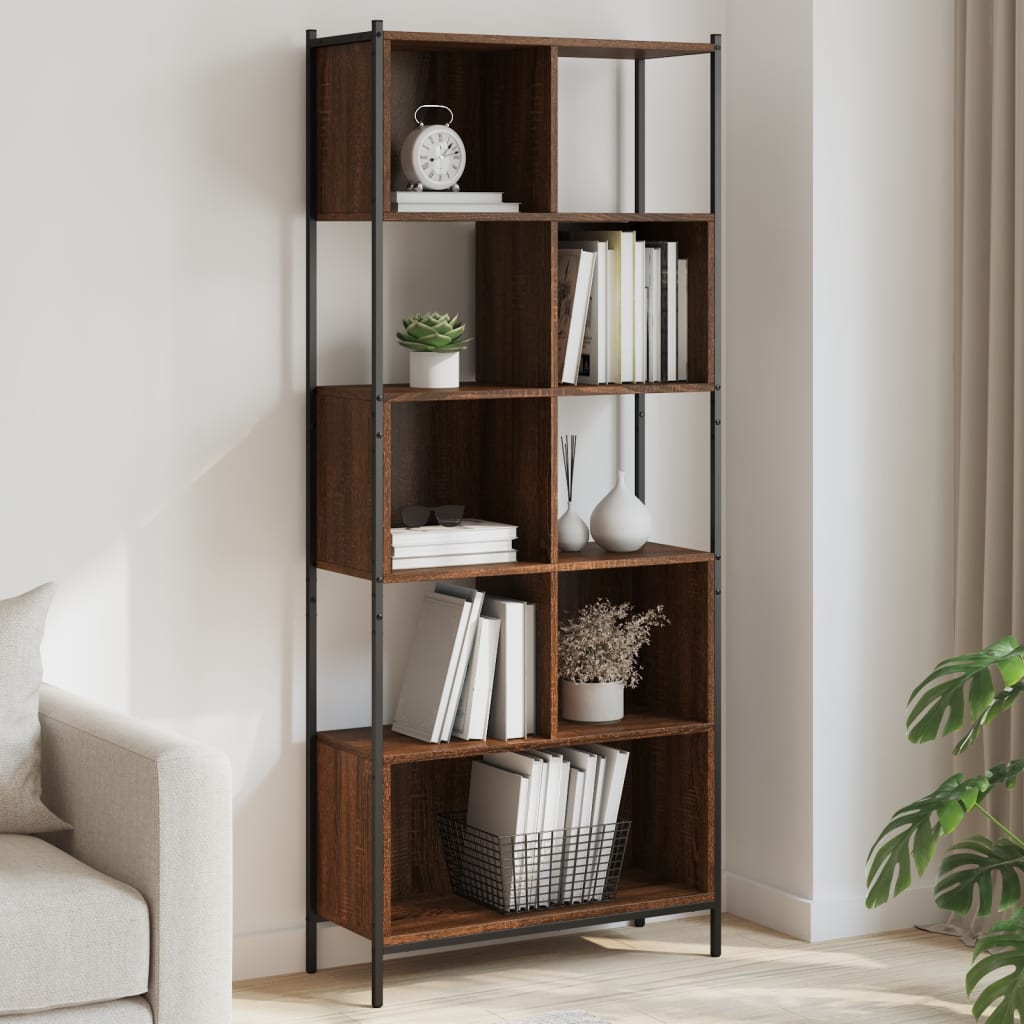 Βιβλιοθήκη Καφέ Δρυς 72 x 28 x 172 εκ. από Επεξεργασμένο Ξύλο