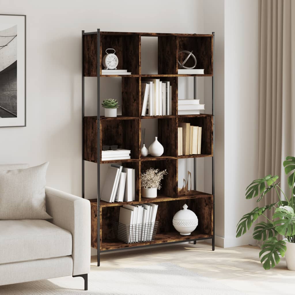 Βιβλιοθήκη Καπνιστή Δρυς 102x28x172 εκ. από Επεξεργασμένο Ξύλο