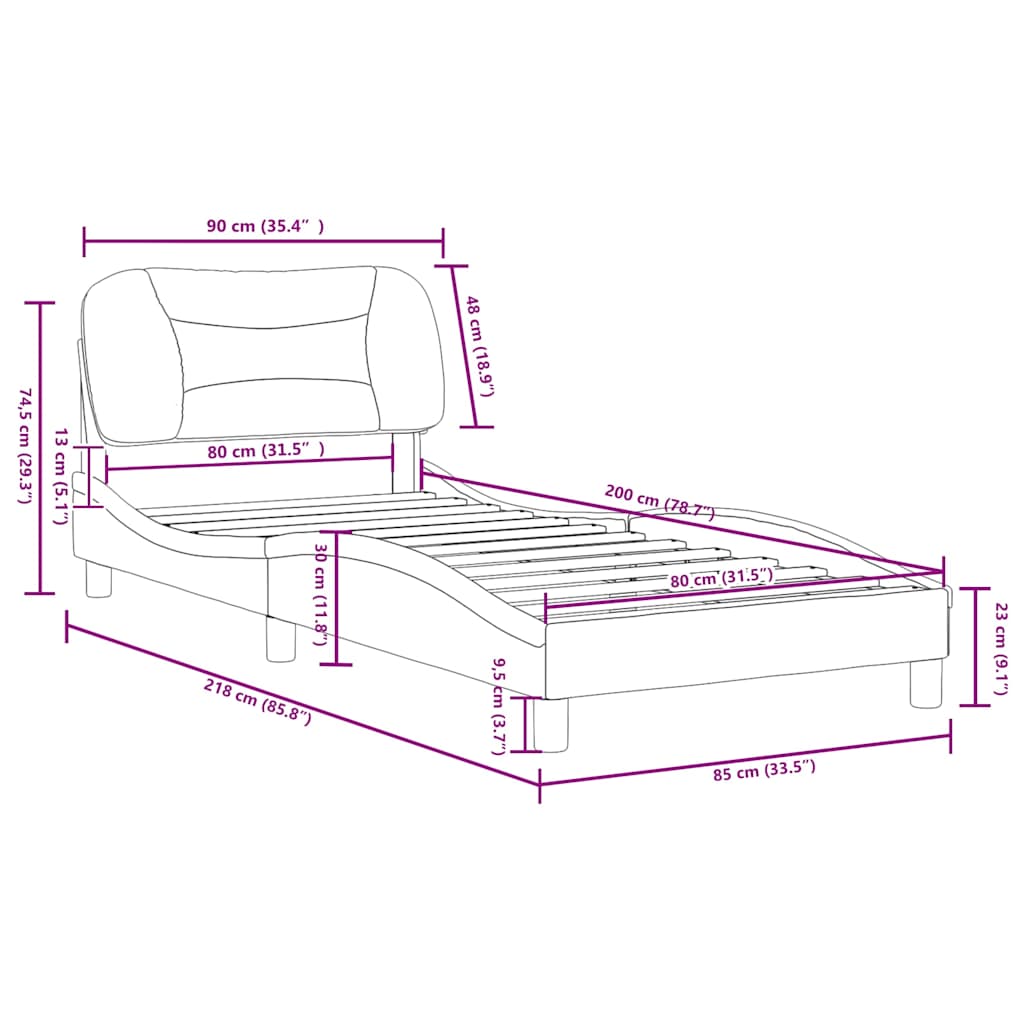 Πλαίσιο κρεβατιού χωρίς στρώμα Hvar Κρέμα 80x200 cm Ύφασμα