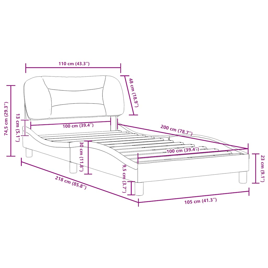 Σκελετός Κρεβατιού Χωρίς Στρώμα Hvar Taupe 100 x 200 εκ. Υφασμάτινο