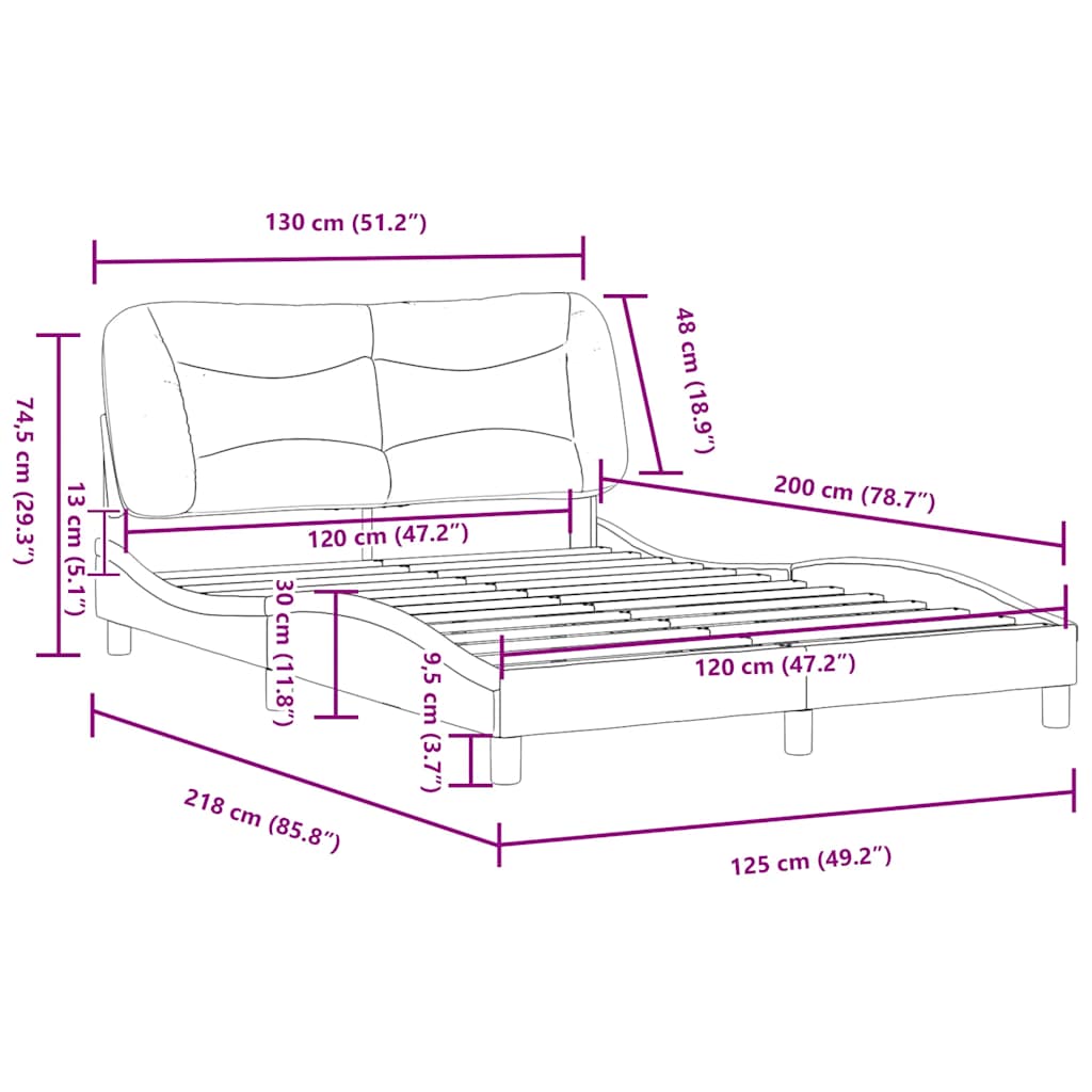 Σκελετός Κρεβατιού Χωρίς Στρώμα Hvar Μαύρο 120x200 εκ. Υφασμάτινο