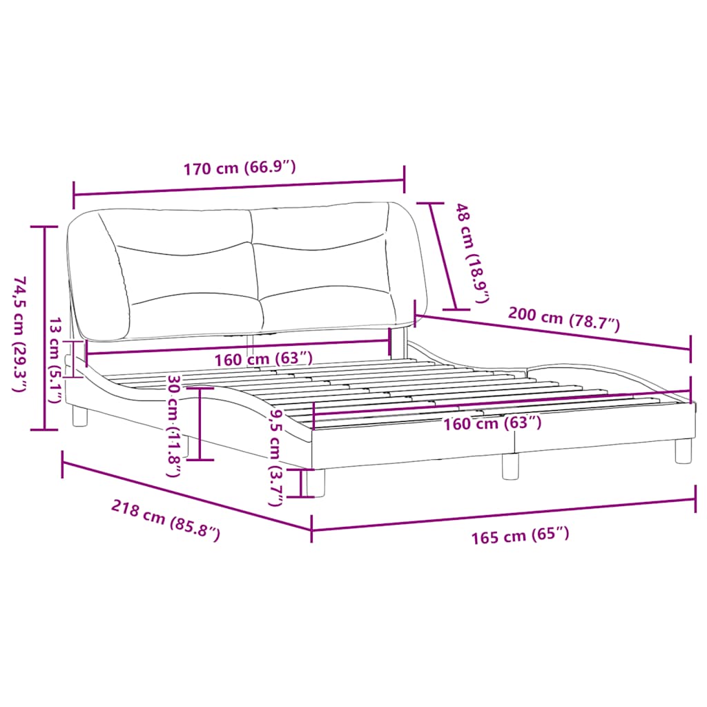 Σκελετός Κρεβατιού Χωρίς Στρώμα Hvar Σκ. Γκρι 160x200 εκ.Υφασμάτινο