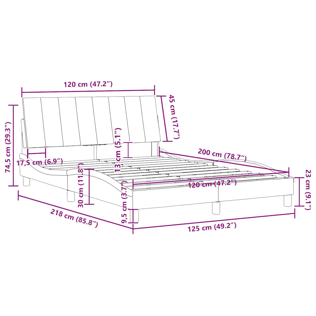 Σκελετός Κρεβατιού Χωρίς Στρώμα Hanko Σκ. Γκρι 120x200 εκ. Βελούδινο