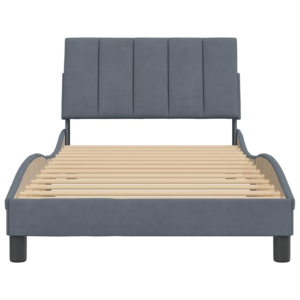 Σκελετός Κρεβατιού Χωρίς Στρώμα Hanko Γκρι 100x203 εκ. Βελούδινο