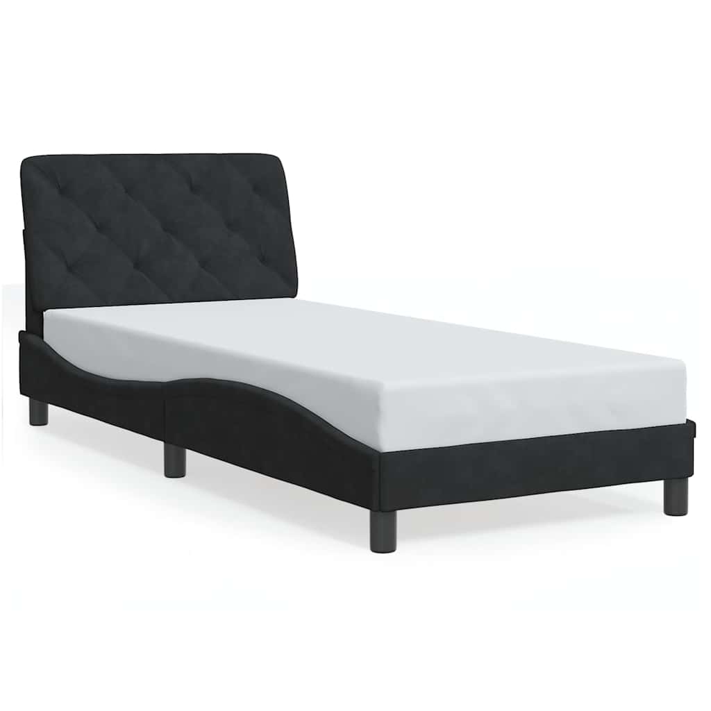 Σκελετός Κρεβατιού Χωρίς Στρώμα Μαύρο 90x190 εκ. Βελούδινο