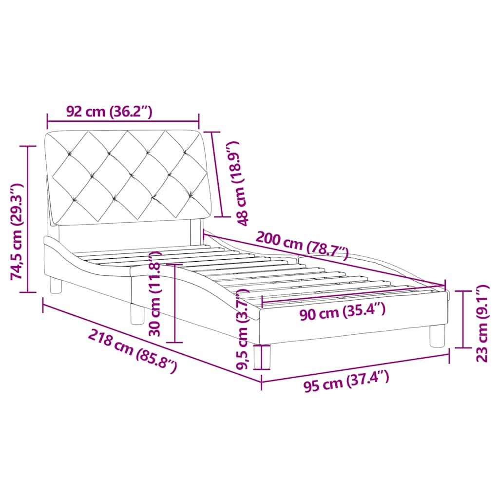Σκελετός Κρεβατιού Χωρίς Στρώμα Πράσινο 90x200 εκ. Βελούδινο