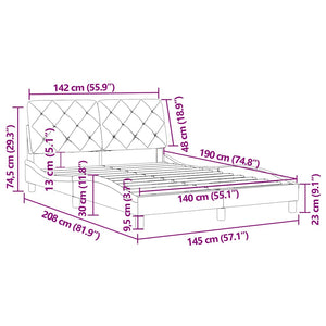 Σκελετός Κρεβατιού Χωρίς Στρώμα Μαύρο 140x190 εκ. Βελούδινο
