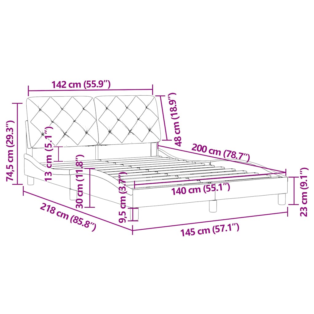 Σκελετός Κρεβατιού Χωρίς Στρώμα Μαύρο 140x200 εκ. Βελούδινο