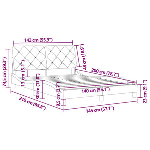 Σκελετός Κρεβατιού Χωρίς Στρώμα Μπλε 140x200 εκ. Βελούδινο