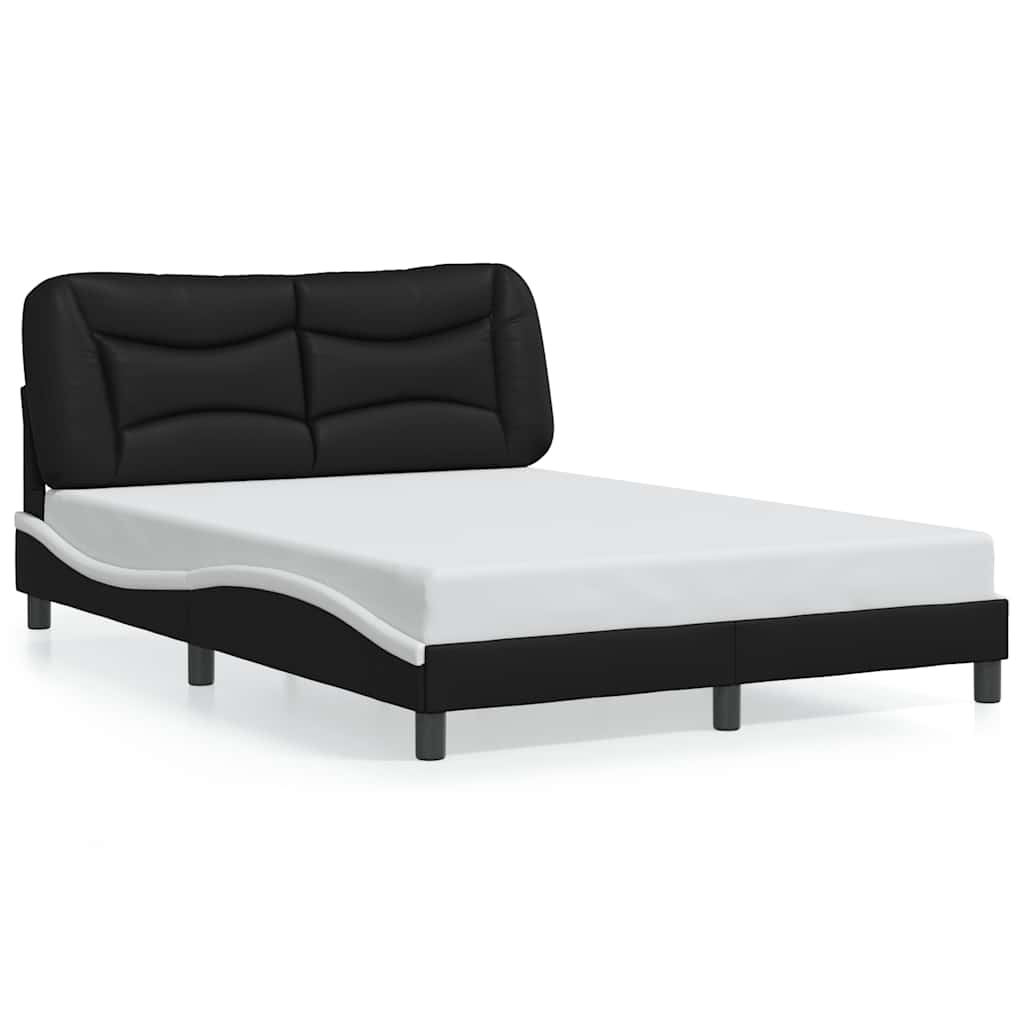 Πλαίσιο κρεβατιού χωρίς Στρώμα Hvar Μαύρο/Λευκό 120x200εκ Συνθ. Δέρμα
