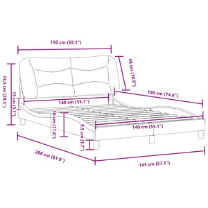 Πλαίσιο κρεβατιού χωρίς Στρώμα Hvar Γκρι 140x190εκ. Συνθετικό Δέρμα