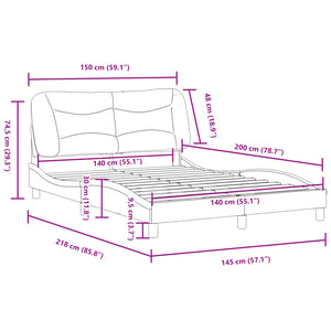 Πλαίσιο κρεβατιού χωρίς Στρώμα Hvar Μαύρο 140x200 εκ. Συνθετικό Δέρμα