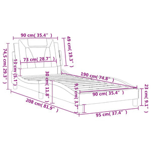 Σκελετός Κρεβατιού Viana Χωρίς Στρώμα Μαύρο 90x190 εκ Συνθετικό Δέρμα