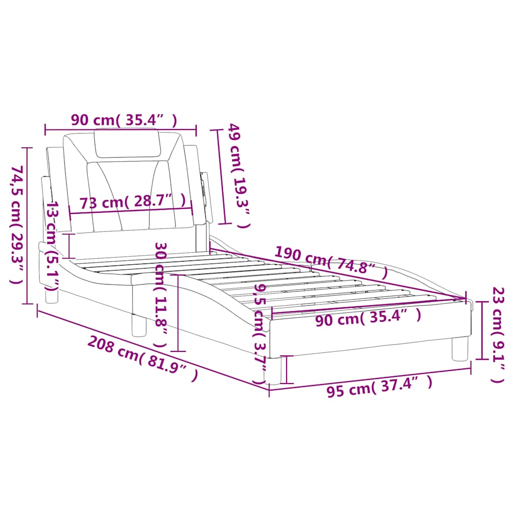 Σκελετός Κρεβατιού Viana Χωρίς Στρώμα Λευκό90x190εκ. από ΣυνθετικόΔέρμα