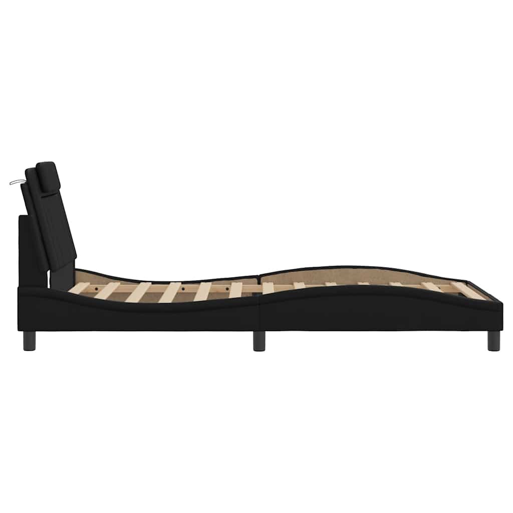Σκελετός Κρεβατιού Viana Χωρίς Στρώμα Μαύρο 100x200 εκ. Συνθετικό Δέρμα